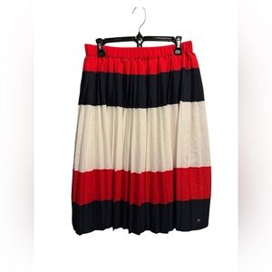 NWT Women’s Tommy Hilfiger Pleated Midi Skirt Size Small Red White And Blue